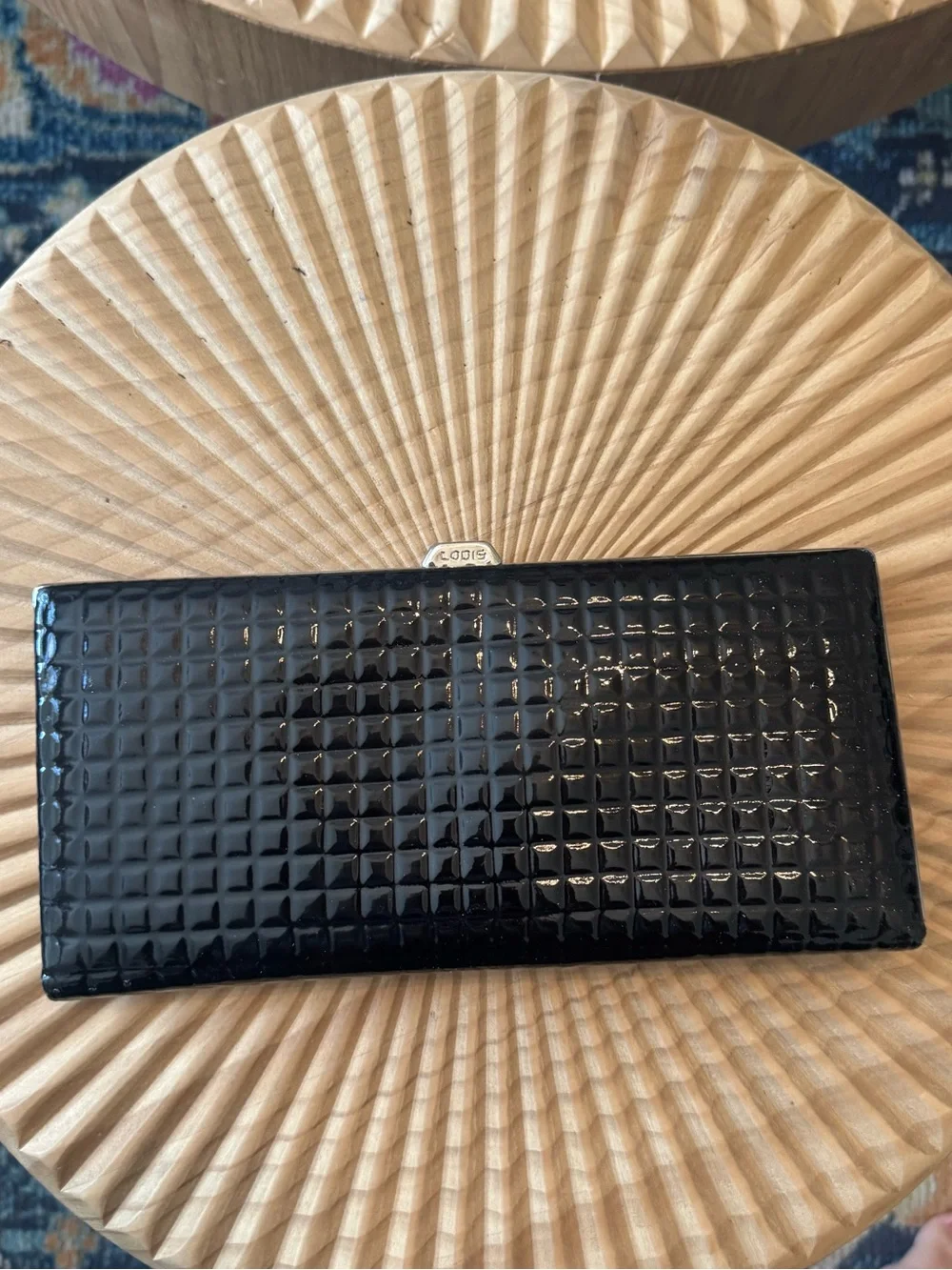 Lodis Black Patent Leather Clutch Wallet